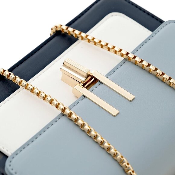 Women Blue Imported Faux Leather Twist Lock Crossbody Designer Shoulder Handbags - Picture 7 of 9